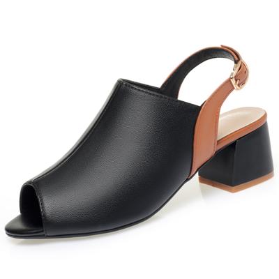 Women's Sandals Summer  Fish Mouth Female Sandals Genuine Leather Formal Roman Sandals for Women
