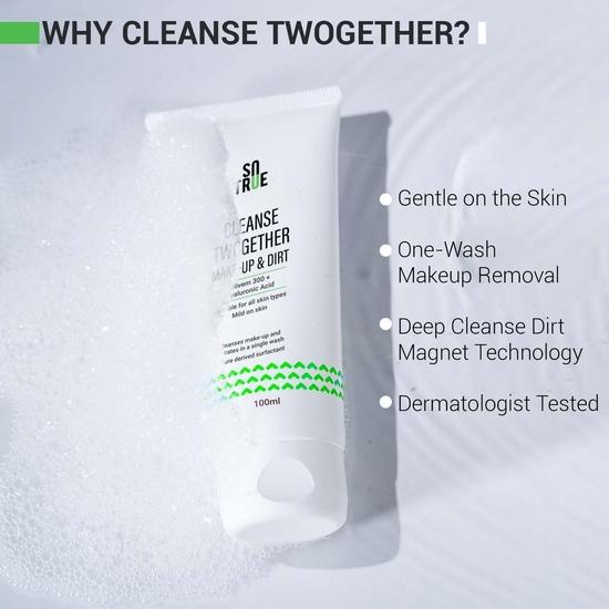 Sotrue Cleanse Twogether Hydrating Face Wash & Makeup Remover, Hyaluronic Acid & Olivem 300+, For All Skin Types, Men & Women,100ml