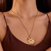 GEMCHIC Collana con Ciondolo Rotondo in Acciaio Inossidabile con Strass e Zirconia Cubica per Donna Catena alla Moda