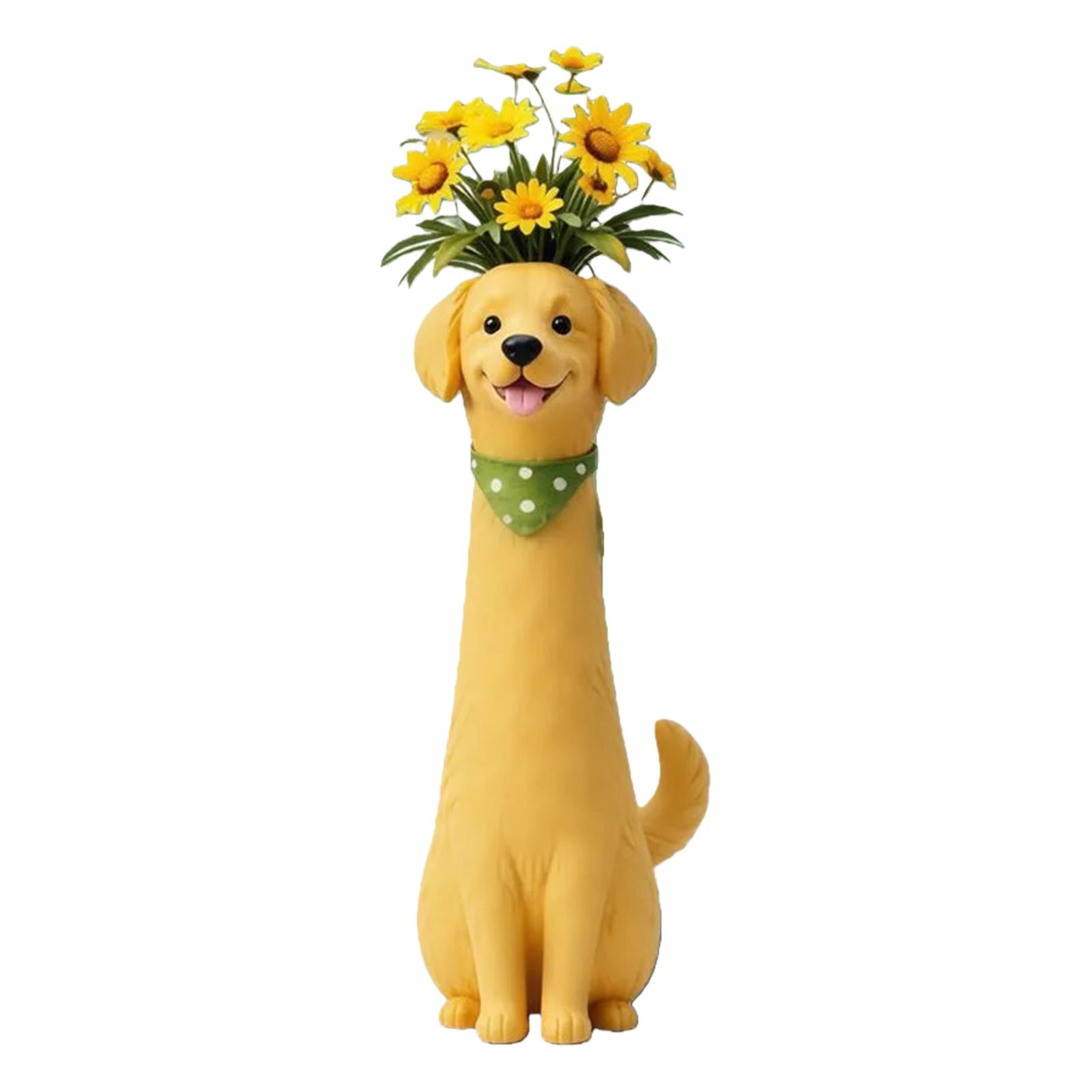 

7.5 Inch Cute Dog Planter Handcrafted Dog Figurine Vase Animal Shaped Flower Vase Pet Lover Gift for Whimsical Home Decor