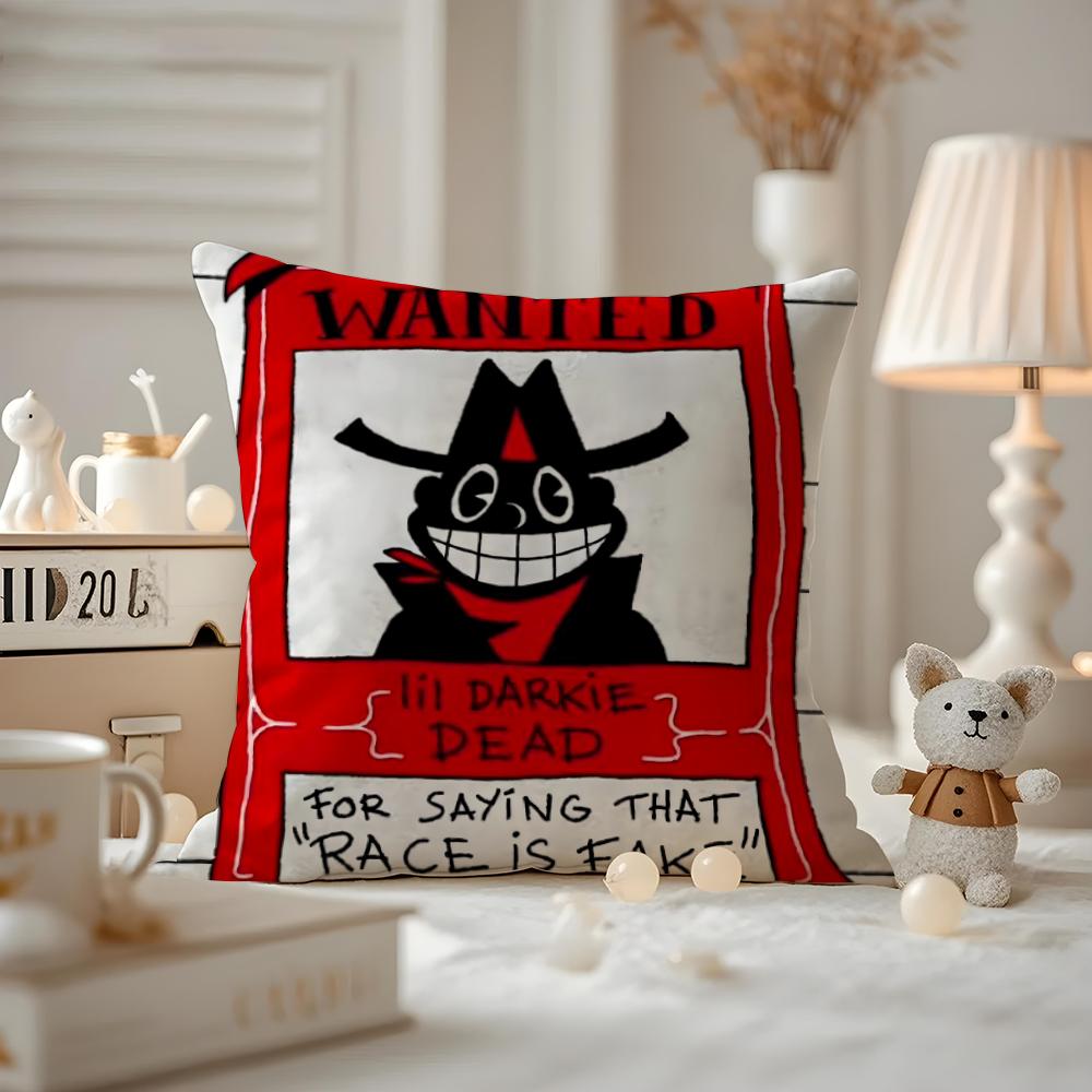 LLil DDarkie Rapper Cushion Cover Antidustmite Pillowcase Invisible Zipper Silky Short Plush Sofa Cushion Cover