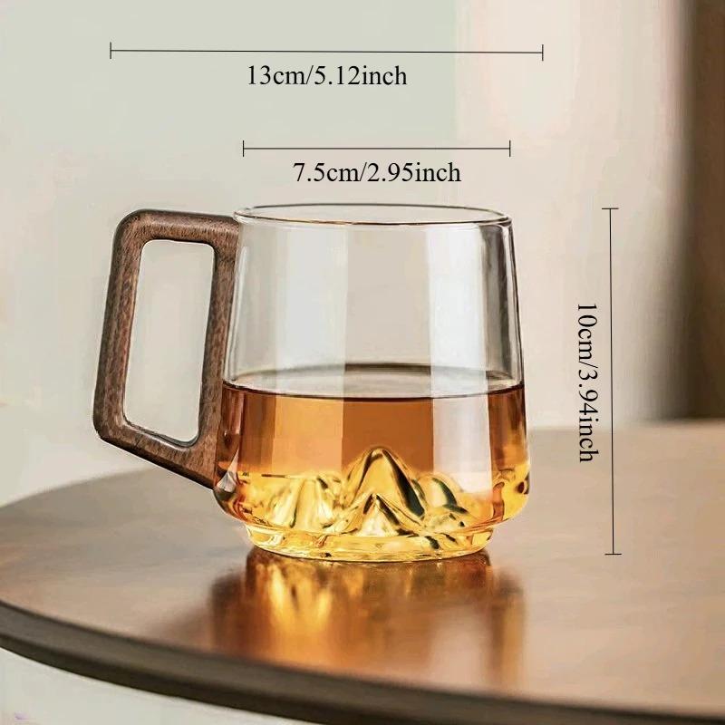 

Wooden Tea Cup Simple Heat-resistant Light Luxury Creative Tea Set with Handle Glass Cup about 450ml прозрачный