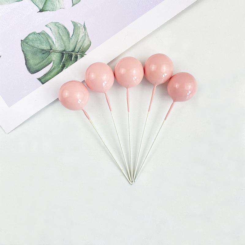 Sada zlatých kuličkových dekorací na dort - 10 kusů: Pěnová koule Narozeninová pekařská zapichovátka a doplňky na dezertní stůl