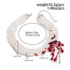 SHIXIN Halloween Red Crystal Blood Drop Tassel Necklace for Women Luxury Elegant Multilayer Imitation Pearl Choker Party Jewelry