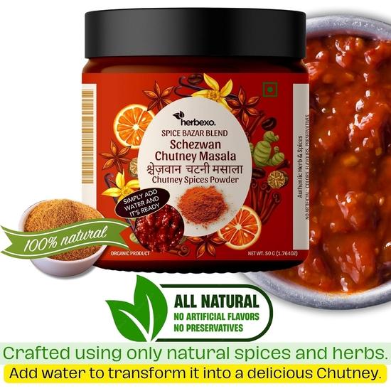 Schezwan Chutney Masala I Herbexo Schezwan Chutney Masala I Versatile Schezwan Seasoning Masala Sprinkler and Instant Chutney Mix