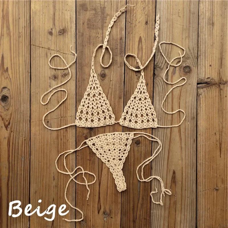 Sunbathing Handmade Crochet Bikini Suit Micro Swimsuit Micro Swimwear