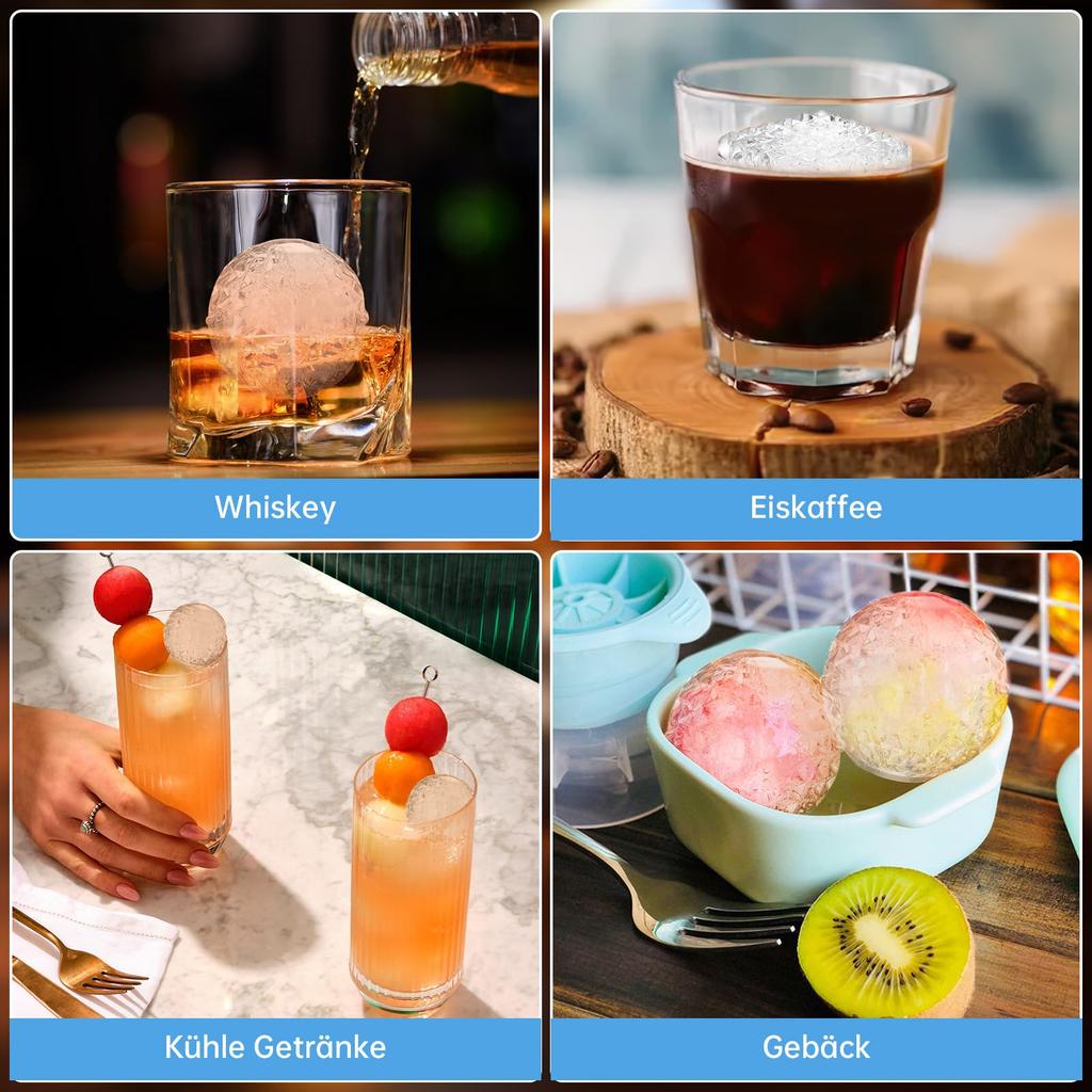 Silicone Ice Cube Tra 4-Compartment Ice Cube Tray with Lid Foldable Leak-Proof Ice Cube Tray with Funnel BPA-Free Ice Cube Tray
