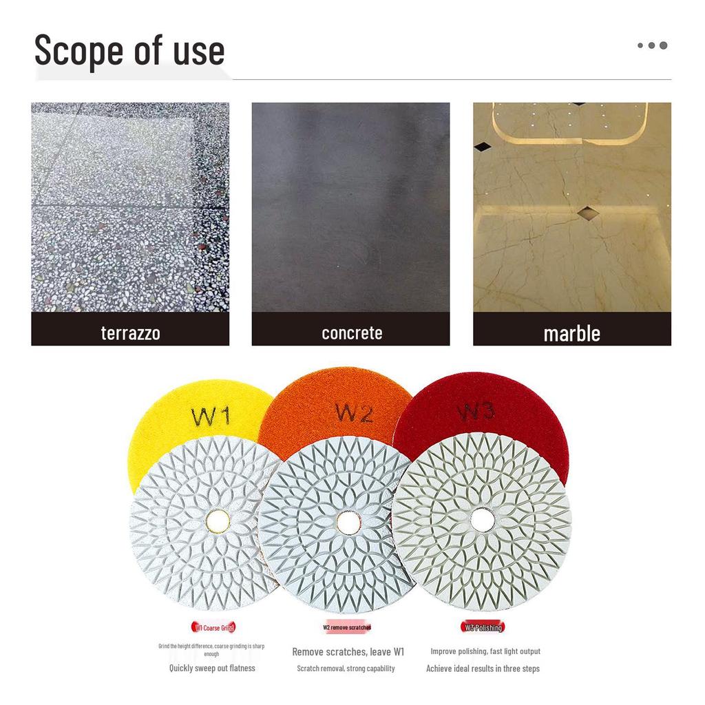 Three-Step Diamond Floor Polishing Pad for Granite and Concrete