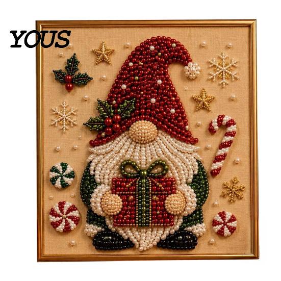 Creative Christmas Gifts for Adults Faux Pearl Art Kit, 20x20cm Xmas Painting DIY Wall Decor Making Kit Sparkling 3D Diamond Craft Adults, Festive