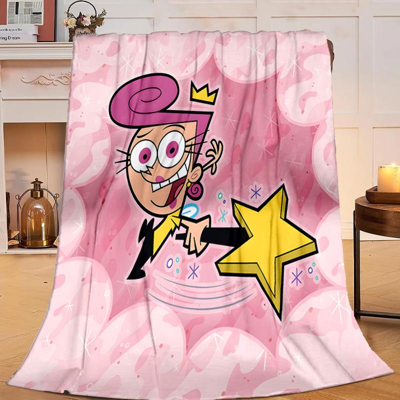 1PC Fairly Parents Flannel Blanket Gift, Suitable for Both Men And Women, Soft Ideal for Beds And Sofa, Birthday Or Christmas Gift