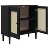 Sideboard SENJA Rattan Look Black 80x35x80 cm Pine Wood