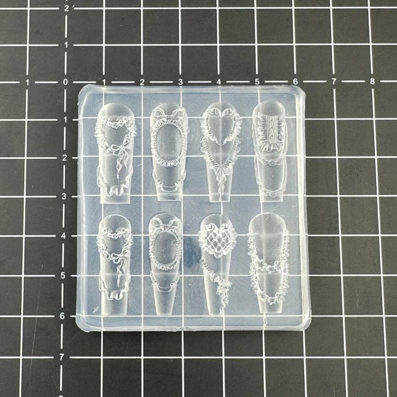 French Lace Chain Flowers 3D Acrylic Mold Swan Nail Art Decorations Diy Silicone Decorated Nail Art Templates Nails Mold Tool