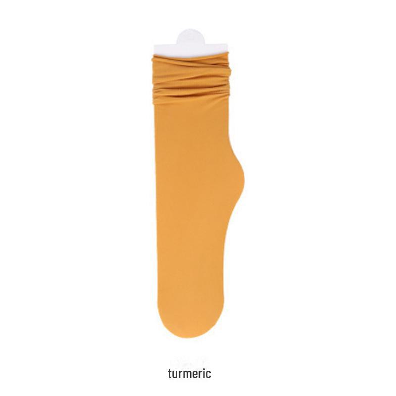 Women's Trendy Mid-Tube Ice Velvet Socks - Solid Colors and Fashionable Curls