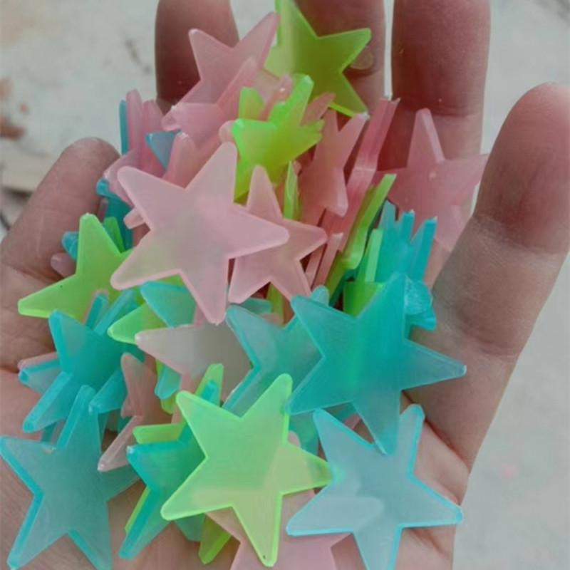 50pcs 3D Starlight Glow-in-the-Dark Stickers 3.8cm/1.5 inch DIY Decoration Glow-in-the-Dark Wall Stickers