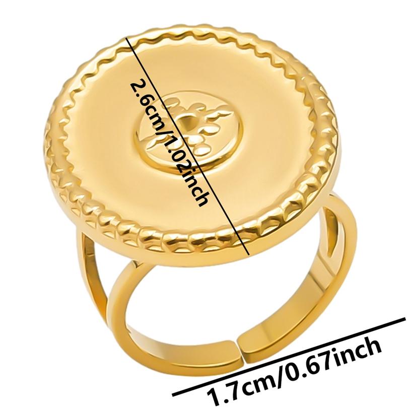 1/5pcs Real Gold Plated Open Adjustable Ring Oval Square Flower Stainless Steel Rings For Women Men DIY Stone Crystal Oil Drip