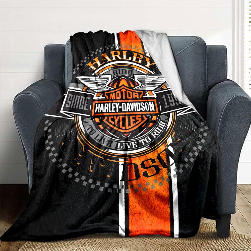 1pc Harley-Davidson Blanket, Gift, for Men and Women, Soft Blanket, Good for Sofa Bed Couch Travel, Lightweight Flannel Blanket