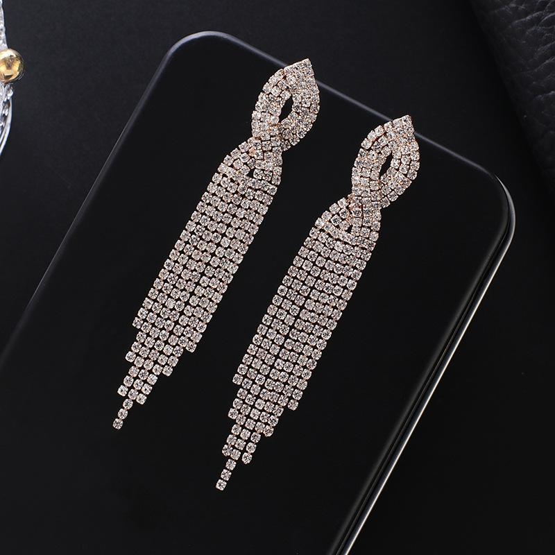New Arrival Cross Long Tassel Earrings Bridal Wedding Stage Elegant Earrings золотой