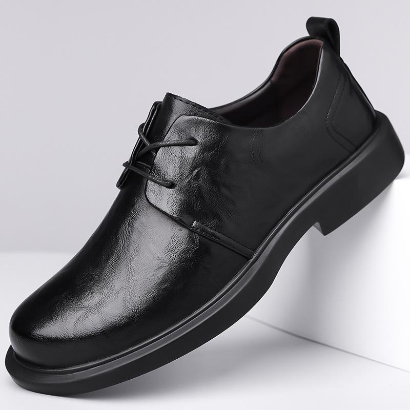 Fashion Men's Business Formal Platform Lace-up Commuter Shoes British Suit Groom's Wedding Shoes Spring Autumn Leather Loafers Man