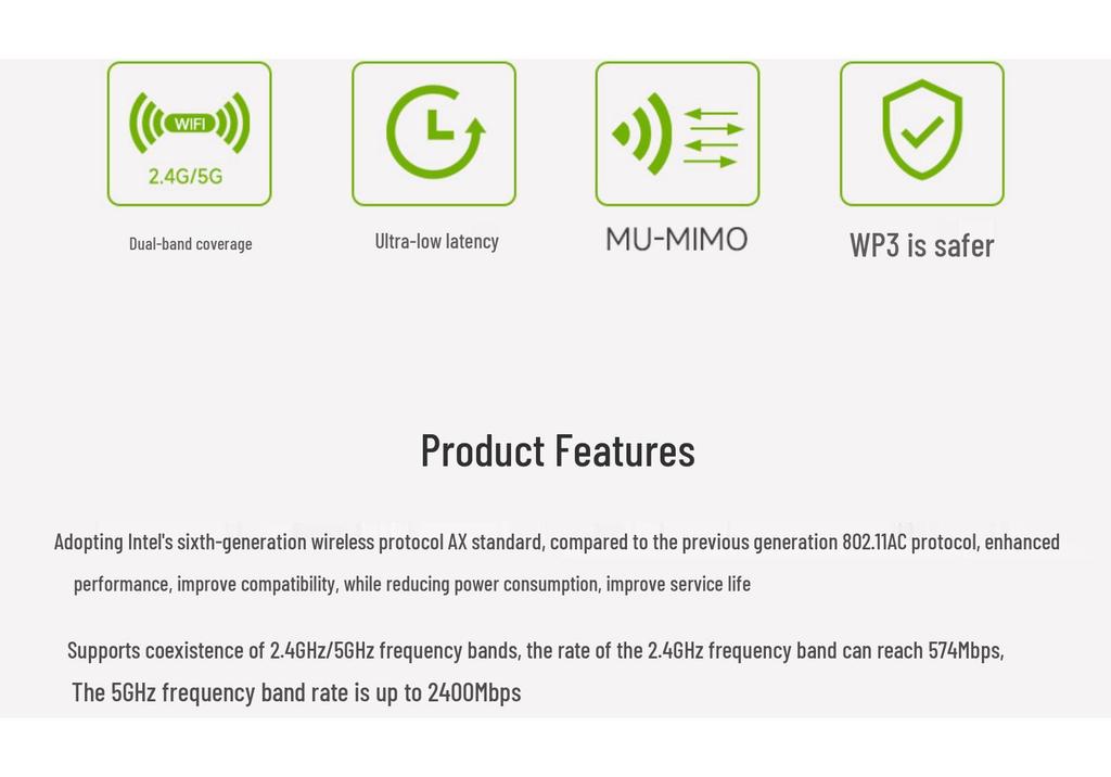 Intel AX200 Wi-Fi 6 Dual-Band Wireless Network Card with Bluetooth 5.2