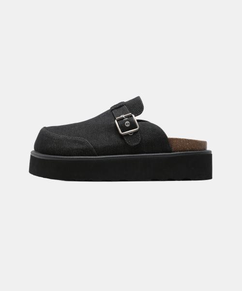 [6FT] BOTO STRAP MULE (Denim Black)