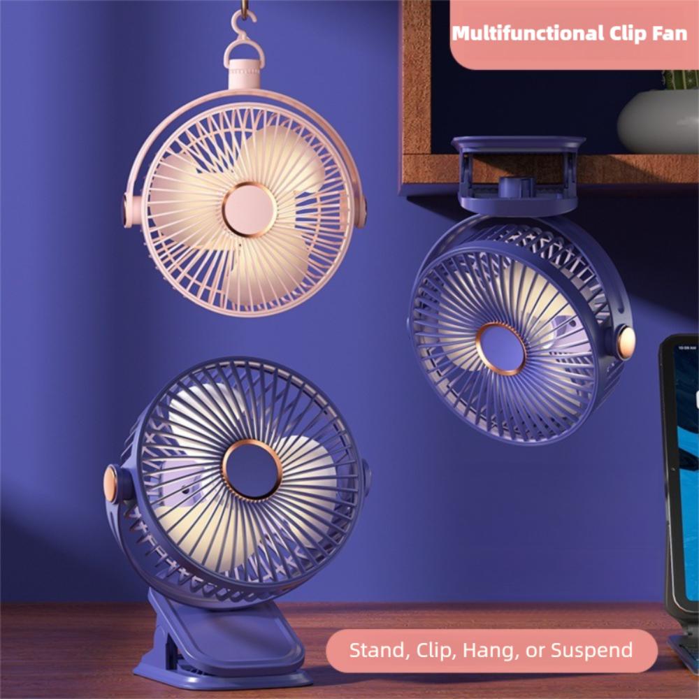 Rechargeable Mini Clip Fan USB Wireless Ceiling Fan LED Night Light Fan  for Home Camping Office