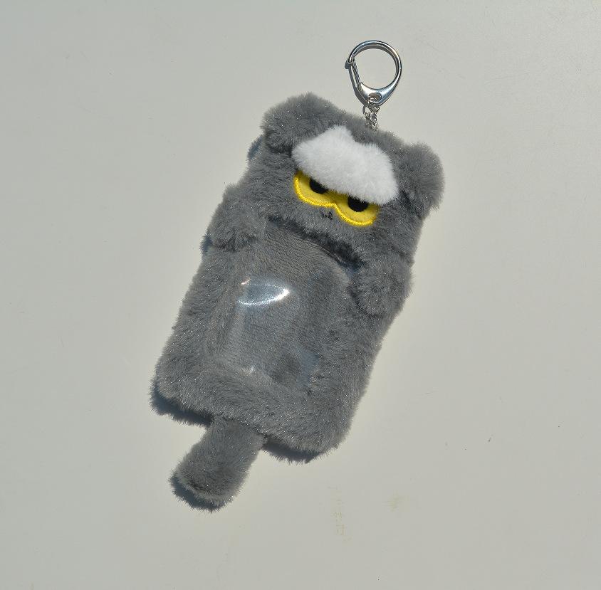 Cute Cartoon Grey Cat Plush Keychain Card Holder Mini Wallet ID Badge Case School Pass Bag Charm