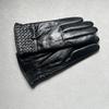 Womens Winter Goatskin Gloves Fleece Lined Touchscreen Cute Bow Driving Warm