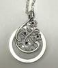 Magnifying Glass Pendant Necklace with Sparkling Rhinestones and Luxury Floral Openwork Pattern (Silver)
