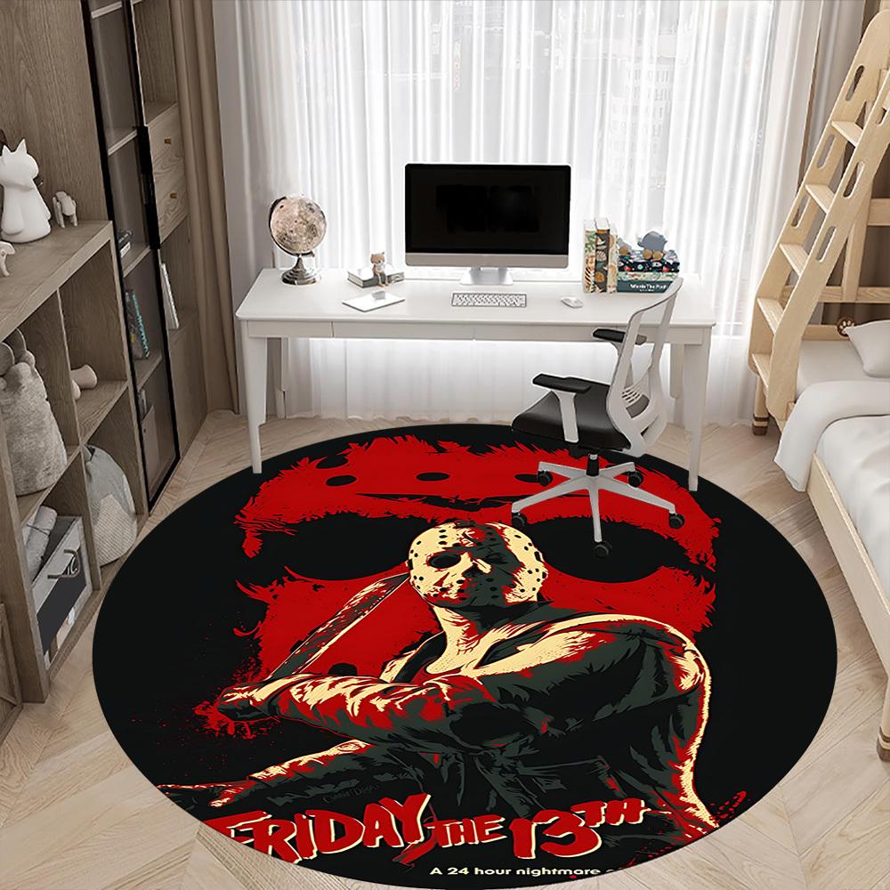 1pcFriday the 13th Office Round Area Rug, Indoor Mat Suitable For Office, Bedroom Living Room Home Decor, Room Deco, Offic a0928142