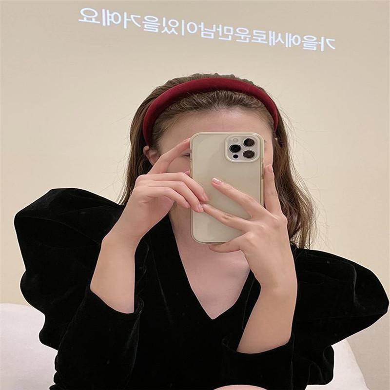 Solider Samt-Lünette Damen Koreanische Mode Stirnband Mädchen Vintage Strick Weiches Haarband Kopfschmuck Dame Haargummis Elastische Haarbänder