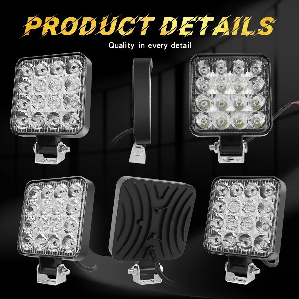 4PCS 4inch LED Work Light Pods Spot Off Road ATV Truck Reverse Fog Lights 6000k Spot Flood Combo Beam 12V 24V IP68 Back Up Lights 1