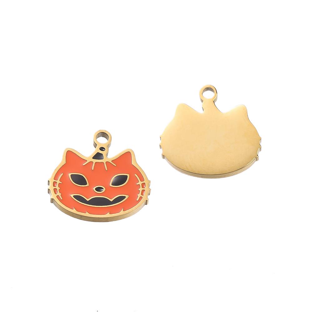 1pcs Stainless Steel Cartoon Halloween Enamel Charms Pumpkin Skeleton Ghost Bat Cat Pendants for DIY Jewelry Making Accessories