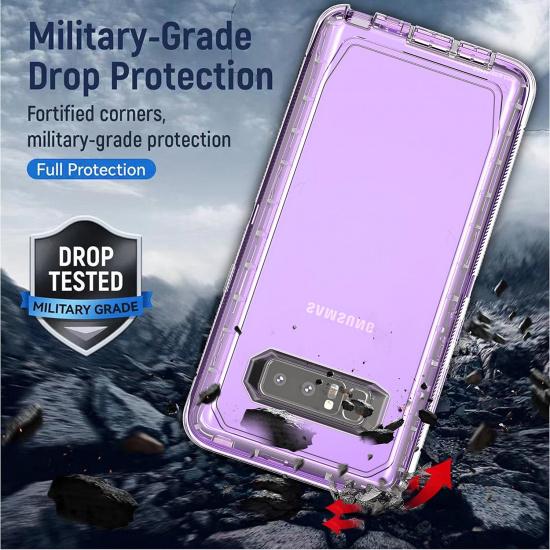 YmhxcY Case Compatible with Galaxy Note 8,Drop 3 Layer Durable Cover (No Screen Protector) Solid Rubber Case / 16ft Test Clear Case-Transparent