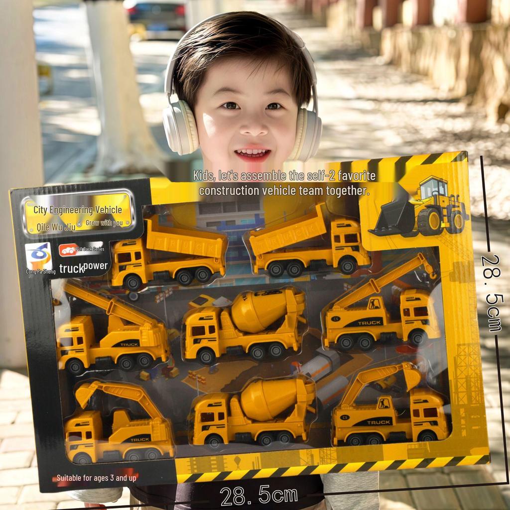Free Shipping Pull-Back Construction & Firefighting Vehicle Toy Set for Boys - Ideal Gifts for Kindergarten Students