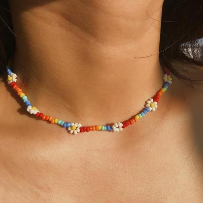 Colorful Daisy Beaded Necklace - Handmade European & American Jewelry