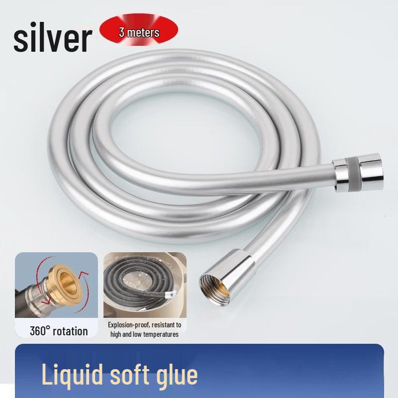 LANGZHIWEN 3m Silver PVC Shower Hose