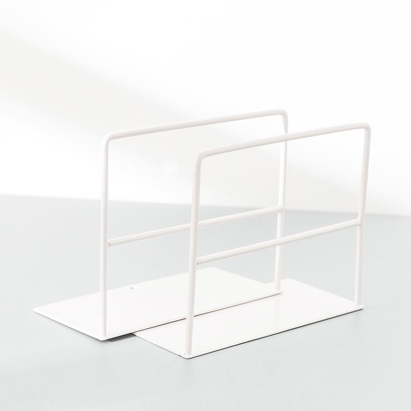 Minimalist Iron Bookends Set - 4-Piece Desktop Book Holder for Students