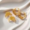 Eur-American Minimalist Gold-Plated Spiral Earrings - Titanium & Stainless Steel, Non-Fading