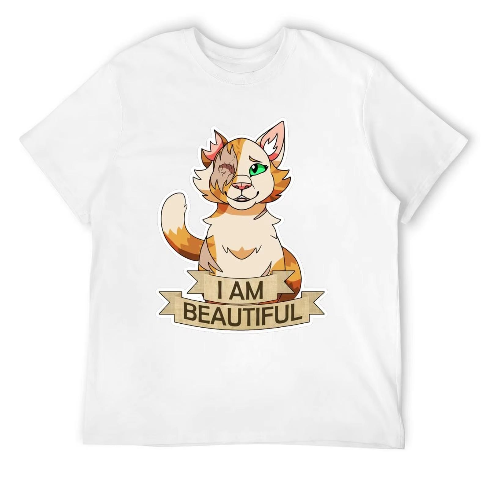 Warrior Cats I Am Beautiful  Brightheart TShirt Summer Tops Funny Meme Tshirts Sublime Mens Workout Shirts S
