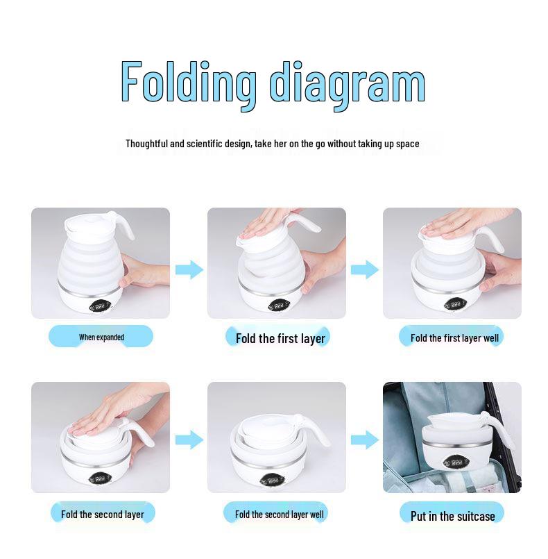 Dual Voltage Silicone Folding Electric Kettle with 24-Hour Insulation