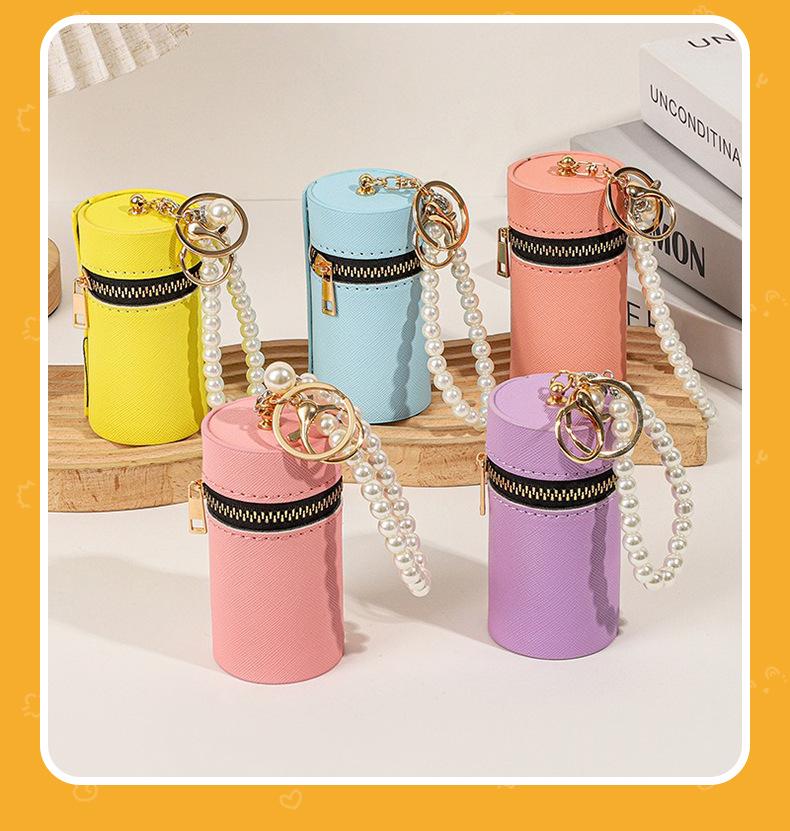 Mini Cross-border PU Bucket Bag: Portable, Stylish Make-up Organizer with DIY Pendant