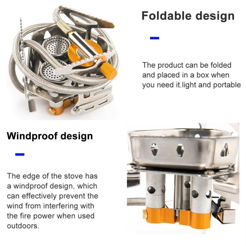 Outdoor Gas Burner Windproof Camping Stove Portable Folding Ultralight Split Lighter Tourist Equipment For Camping Hiking