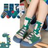 5 Pairs Autumn Winter New Style Children's Socks Mid-high Long Dinosaur Cartoon Design Boys Girls Baby Cartoon Socks Wholesale