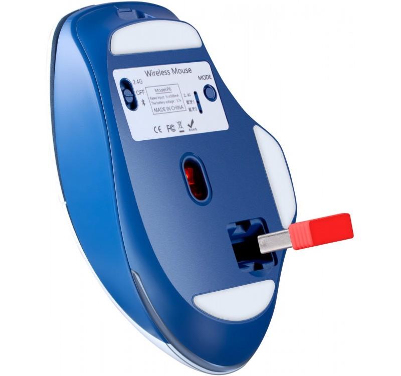 Mysz Bezprzewodowa Defender TISA GM-126 Optyczna 1600dpi 2.4 GHz + Bluetooth Biało-niebieska RGB AKUMULATOR 6 Przycisków Gaming