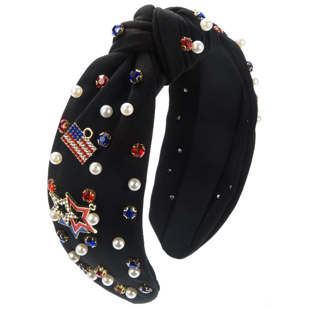 Hair Bands, Red, White, Blue Nail Beads, Diamonds, Oil Drops, National Flag Accessories, Festive Hair Accessories