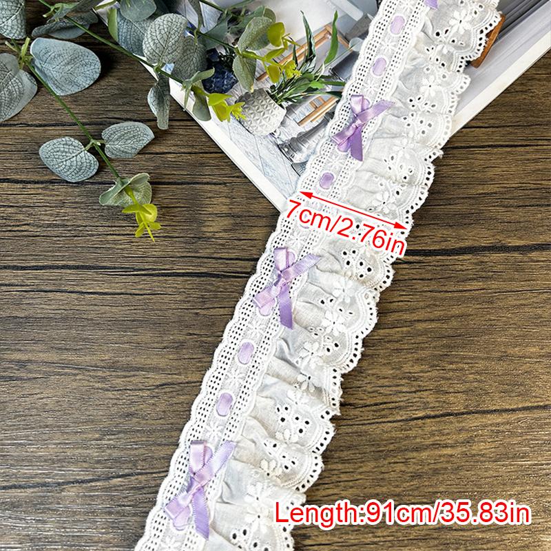 1yard Skirt Lace Accessories DIY Material Polyester Ribbon Embroidery Decorative Sewing Edges DIY Crafts 7cm Wide