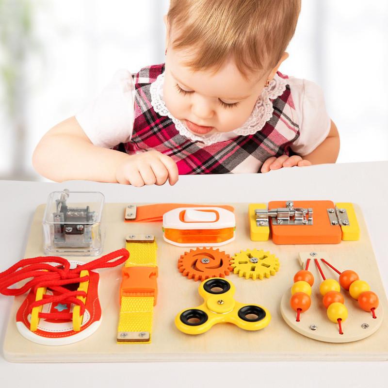 Music Box Wooden Fingertip Gyro Safety Buckle Game Board Children Puzzle Toy