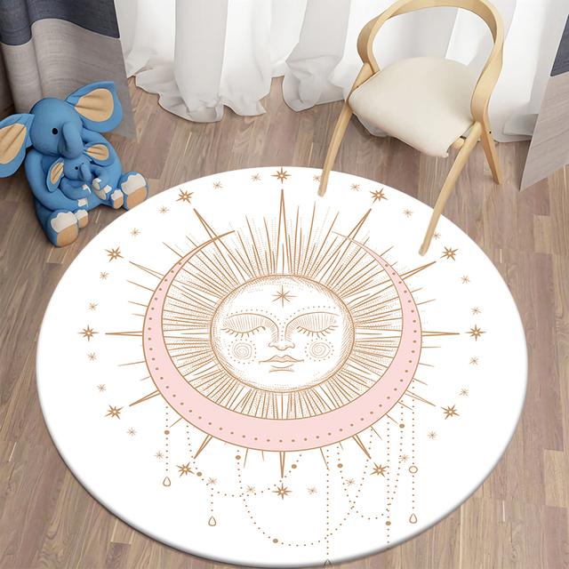 Boho Style Round Carpet Floor Mat Living Room Carpet Polyester Carpet Mat Children 'S Room Decoration Room Decor Prayer Carpet