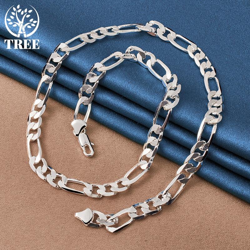 

Ювелирные изделия ожерелья из стерлингового серебра 925 пробы, 8 мм, плоская боковая цепочка, 16/18/20/22/24 дюйма 50cm