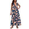 Women's Fashion Casual A-line Floral Printed Hammer Feel Loose Long Skirt With Pockets